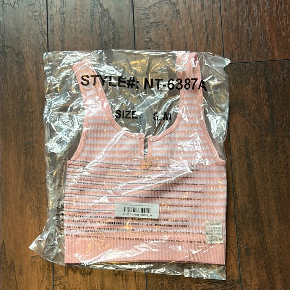 Zenana Outfitters Pink Striped Crop Top - Picture 2 of 3